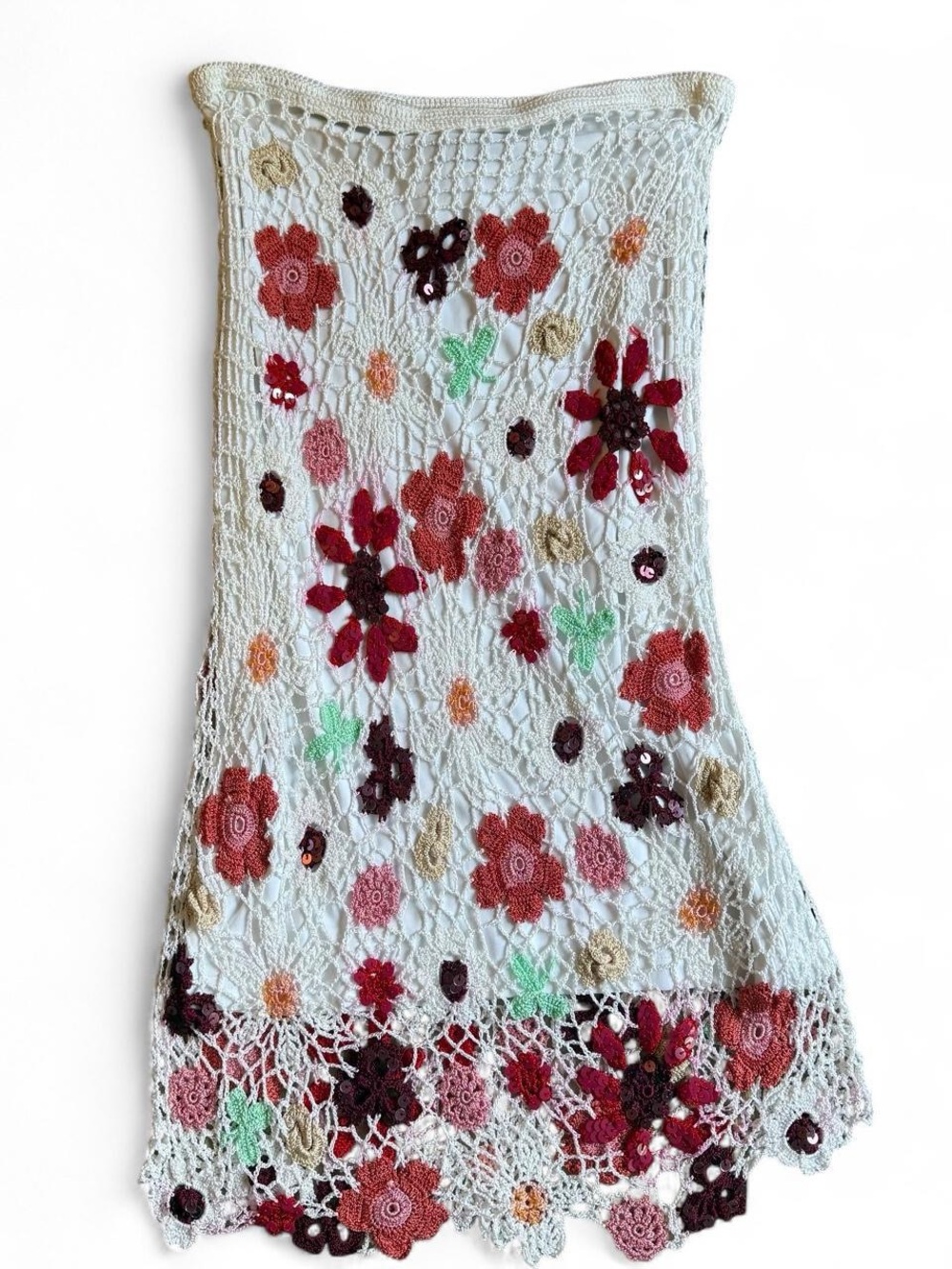 Vintage Y2K Kroshetta by Papillon Floral Crochet Skirt S - Picture 1 of 5